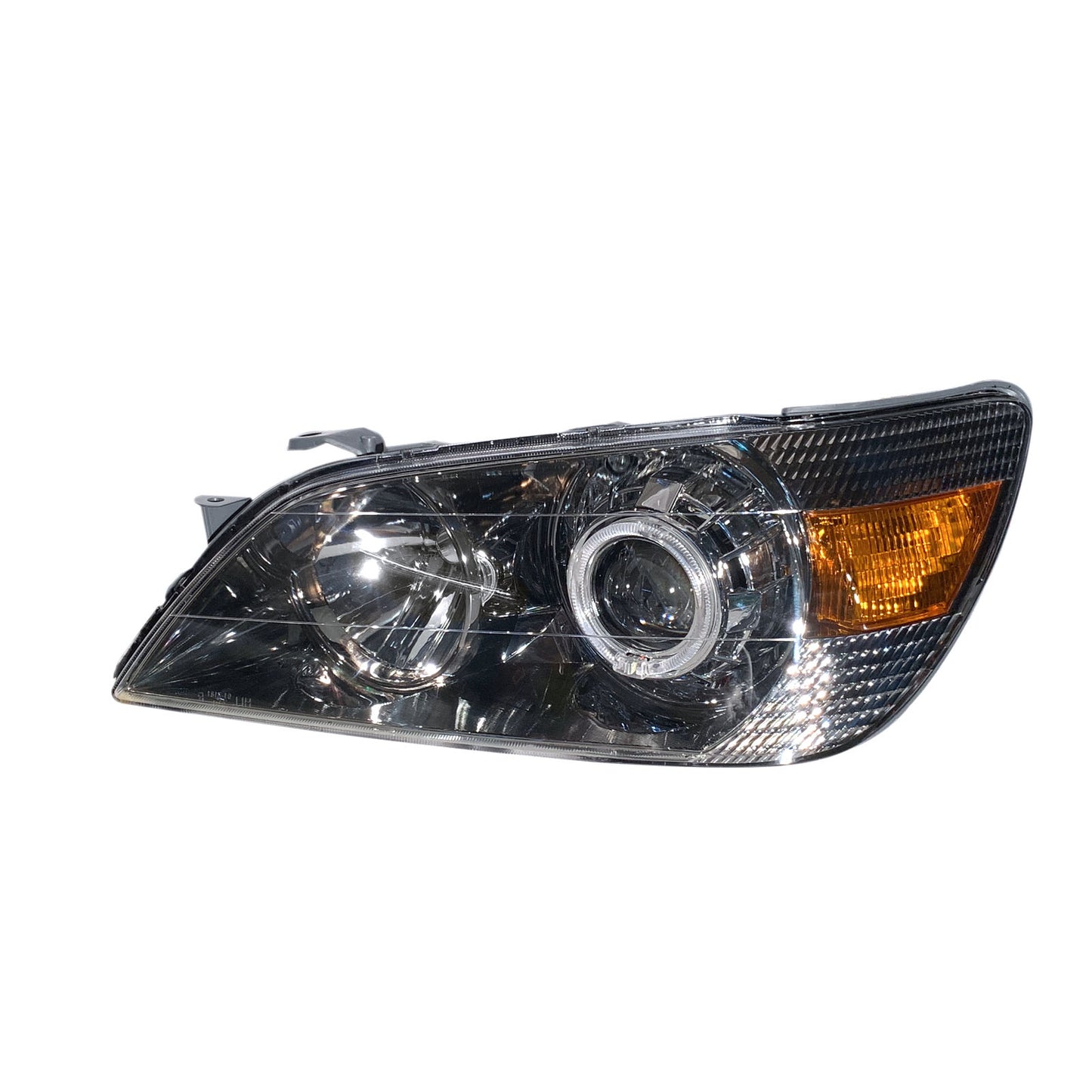 CrazyTheGod IS IS200/IS300 XE10 First generation 1999-2005 Sedan 4D Guide LED Angel-Eye Projector HID Headlight Headlamp Titanium Black for LEXUS LHD