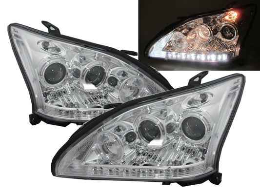 CrazyTheGod RX330/RX350/RX400h XU30 2003-2009 Dual Projector Headlight CHROME for LEXUS RHD