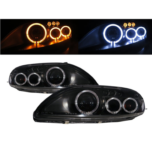 CrazyTheGod SC-seires SC300/SC400 Z30 First generation 1992-2000 Coupe 2D Guide LED Angel-Eye Projector Headlight Headlamp Black for LEXUS RHD