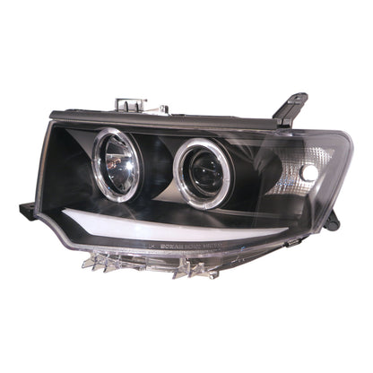 CrazyTheGod Challenger PB/PC Second generation 2009-2015 Wagon 5D 3D DRL Angel-Eye Projector Headlight Headlamp Black for Mitsubishi RHD