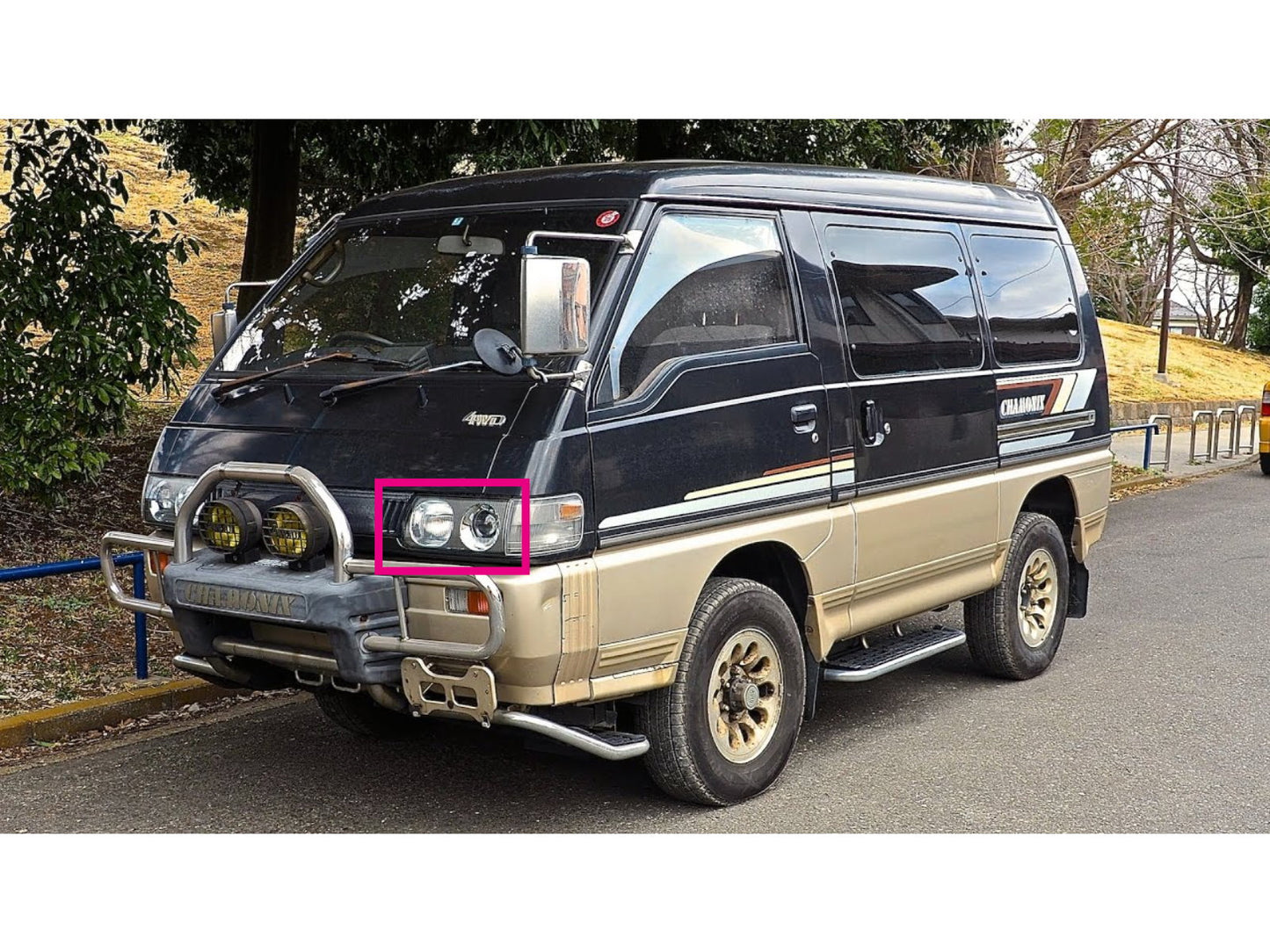 CrazyTheGod Delica L300 1993-present VAN 4D Projector Glass Headlight Headlamp Chrome for Mitsubishi RHD