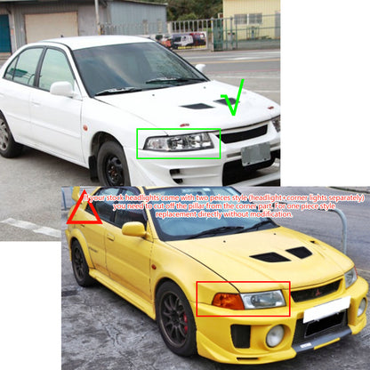 CrazyTheGod Lancer EVO EVOLUTION EVO 5 รุ่นที่ 5 รถเก๋ง 4 ประตู ไฟหน้าแบบใสโครเมียม V3 สำหรับ Mitsubishi LHD ปี 1998-1999