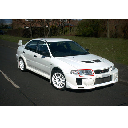 CrazyTheGod Lancer EVO EVOLUTION EVO 5 Fifth generation 1998-1999 Sedan 4D Guide LED Angel-Eye Projector HID Headlight Headlamp Black V2 for Mitsubishi RHD