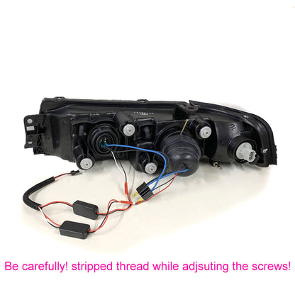 CrazyTheGod LANCER EVOLUTION EVO 6 Sixth generation 1998-2001 Sedan 4D Guide LED Angel-Eye Projector Headlight Headlamp Black V2 for Mitsubishi LHD