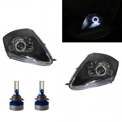 CrazyTheGod Eclipse 2003-2005 Guide LED Angel-Eye Projector Headlight Headlamp Black for Mitsubishi RHD