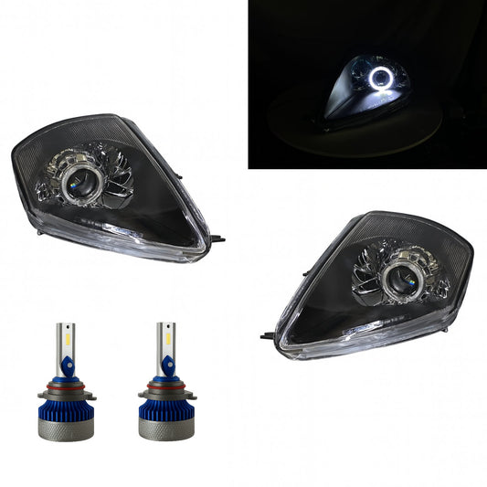 CrazyTheGod Eclipse 2003-2005 Guide LED Angel-Eye Projector Headlight Headlamp Black for Mitsubishi RHD