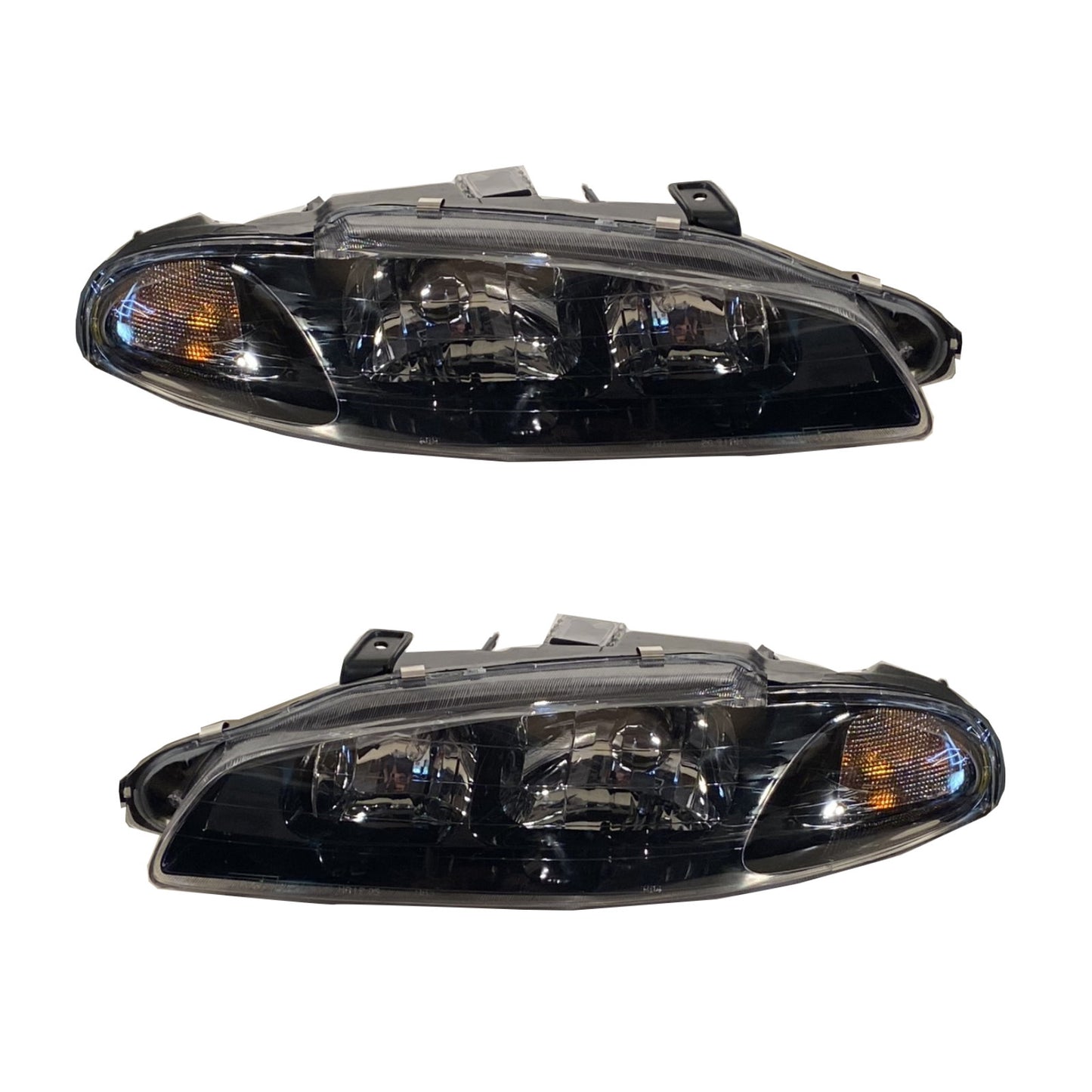 CrazyTheGod 1997-1999 2D OE Headlight Headlamp Black for Mitsubishi LHD