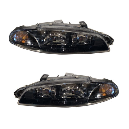 CrazyTheGod 1997-1999 2D OE Headlight Headlamp Black for Mitsubishi LHD