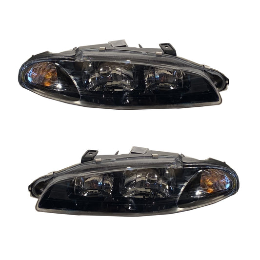 CrazyTheGod 1997-1999 2D OE Headlight Headlamp Black for Mitsubishi LHD