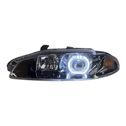 CrazyTheGod Eclipse 1997-1999 Guide LED Angel-Eye Projector Headlight Headlamp Black V2 for Mitsubishi RHD