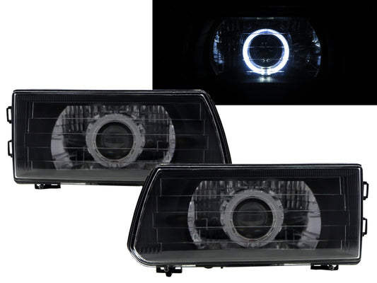CrazyTheGod Express SF/SG/SH/SJ 1999-present VAN 4D Guide LED Angel-Eye Projector Headlight Headlamp Black for Mitsubishi LHD