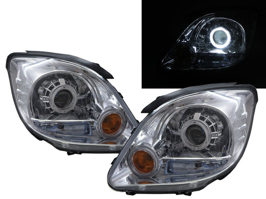 CrazyTheGod Freeca 2004-2008 Wagon/Truck 2D/5D Guide LED Angel-Eye Projector Headlight Headlamp Chrome for Mitsubishi RHD