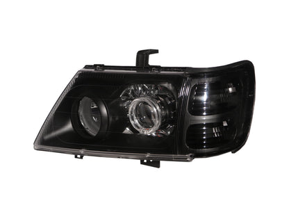 CrazyTheGod Jolie 2001-2003 Wagon/Truck 2D/5D Guide LED Angel-Eye Projector Headlight Headlamp Black for Mitsubishi RHD