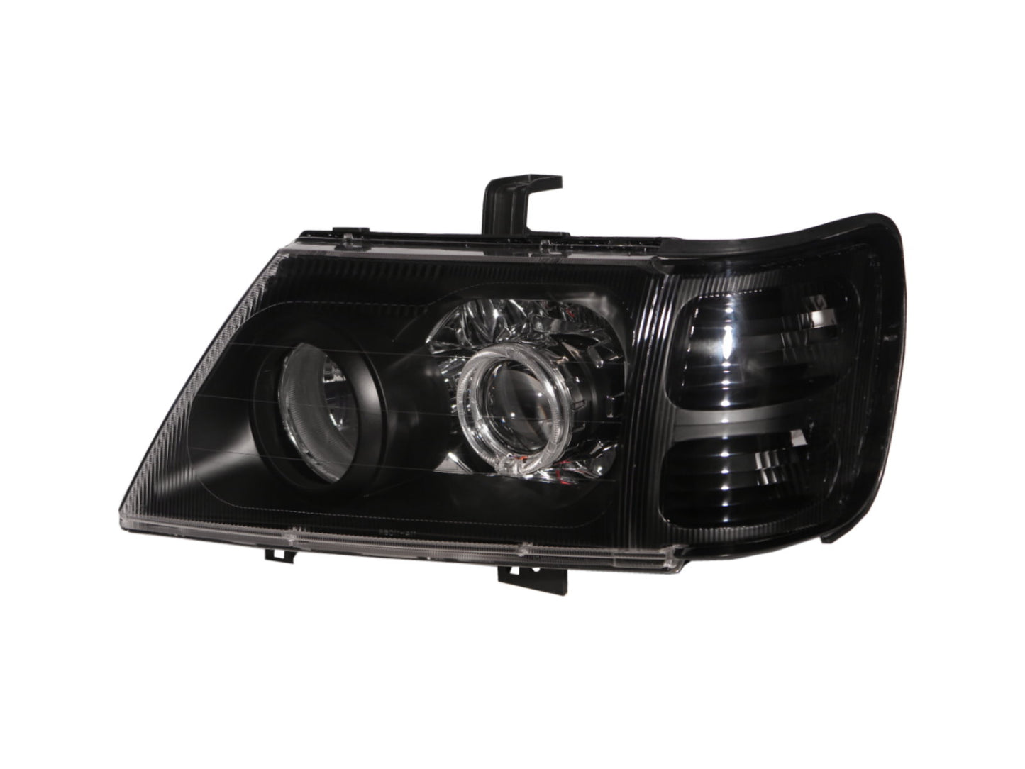 CrazyTheGod Jolie 2001-2003 Wagon/Truck 2D/5D Guide LED Angel-Eye Projector Headlight Headlamp Black for Mitsubishi LHD