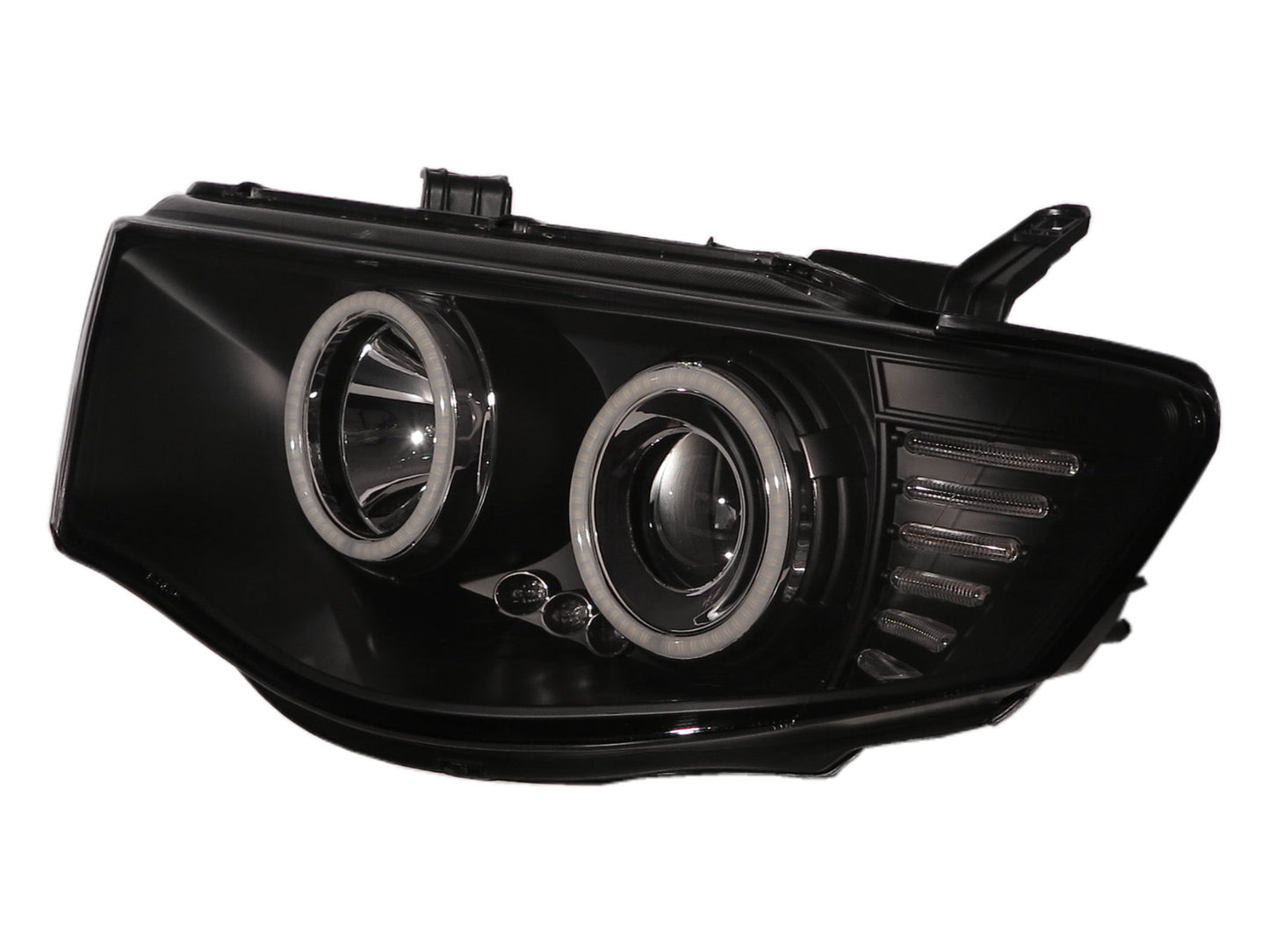 CrazyTheGod L200 2005-2014 Pickup Truck/Ute/Bakkie 2D/4D LED Halo Projector Headlight Headlamp Black for Mitsubishi LHD