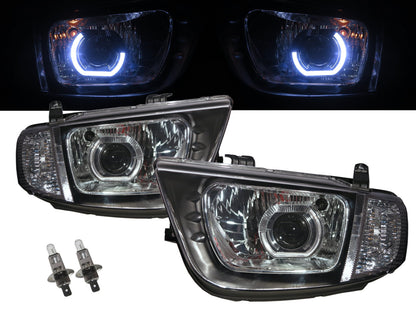 CrazyTheGod L200 Fourth generation 2005-2009 Pickup 2D Ubar Projector Headlight Headlamp Black for Mitsubishi LHD