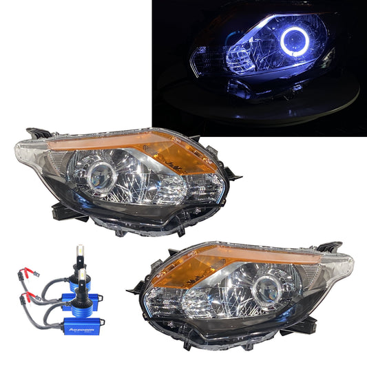 CrazyTheGod L200 รถกระบะรุ่นที่ 5 รุ่นปี 2015-ปัจจุบัน รุ่นปรับโฉม 2D/4D/5D Guide LED Angel-Eye Headlights สีดำ สำหรับ Mitsubishi LHD