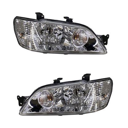 CrazyTheGod Lancer CEDIA/CG Sixth generation 2001-2003 Pre-Facelift Sedan/Wagon 4D/5D Clear Headlight Headlamp Chrome US for Mitsubishi LHD