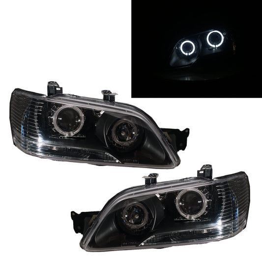 CrazyTheGod Lancer CEDIA/CG 2001-2003 Sedan/Wagon 4D/5D Guide LED Angel-Eye Projector Headlight Headlamp Black US for Mitsubishi LHD