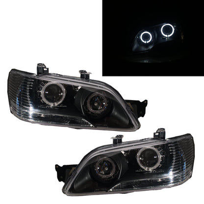 CrazyTheGod Lancer CEDIA/CG 2001-2003 Sedan/Wagon 4D/5D Guide LED Angel-Eye Projector Headlights Black US สำหรับ Mitsubishi RHD