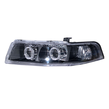 CrazyTheGod LANCER 1998-2001 Sedan 4D Guide LED Angel-Eye Projector Headlights Black V2 สำหรับ Mitsubishi LHD