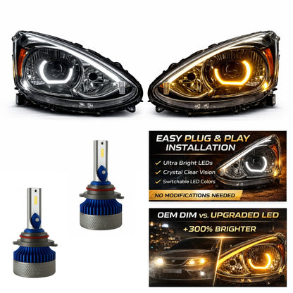 CrazyTheGod Mirage Sixth generation 2014-2020 Pre-Facelift Hatchback Dual LED Bar Headlight Headlamp Black for Mitsubishi RHD