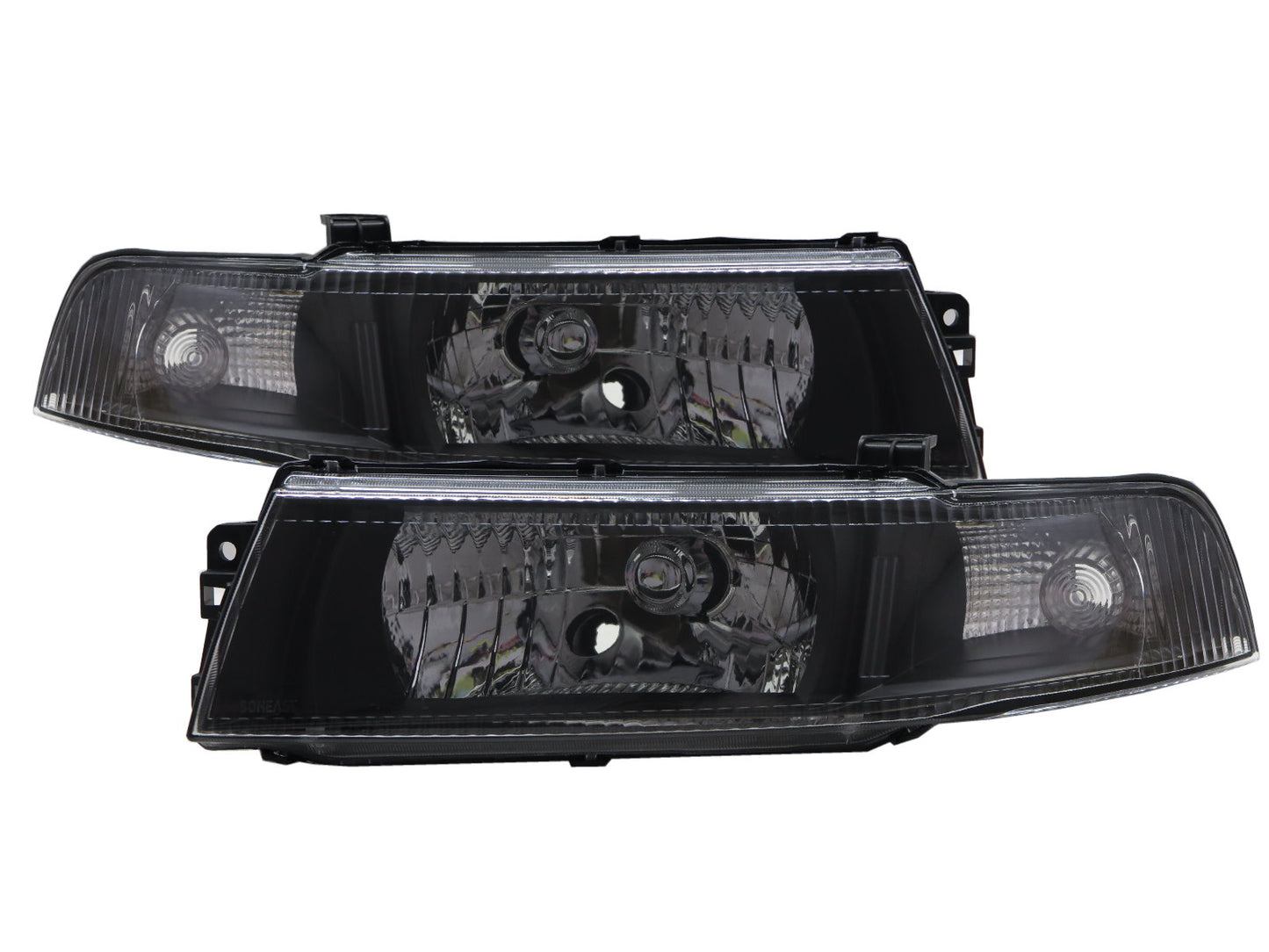 CrazyTheGod MIRAGE 1998-2001 Sedan 4D Clear Headlight Headlamp Black for Mitsubishi LHD