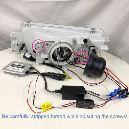 CrazyTheGod Mirage 1998-2001 Sedan 4D Guide LED Angel-Eye Projector HID Headlight Headlamp Black V2 for Mitsubishi LHD