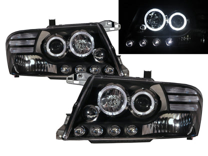 CrazyTheGod Montero 2000-2006 SUV 2D/4D SuperHalo Projector Headlight Headlamp Black for Mitsubishi LHD