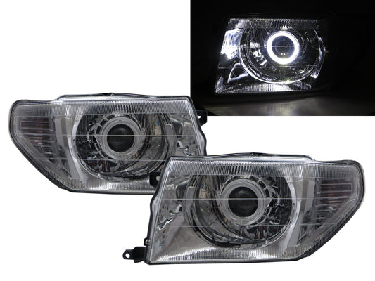 CrazyTheGod Montero iO 1998-2015 SUV 3D/5D Guide LED Angel-Eye Projector Headlight Headlamp Chrome for Mitsubishi RHD