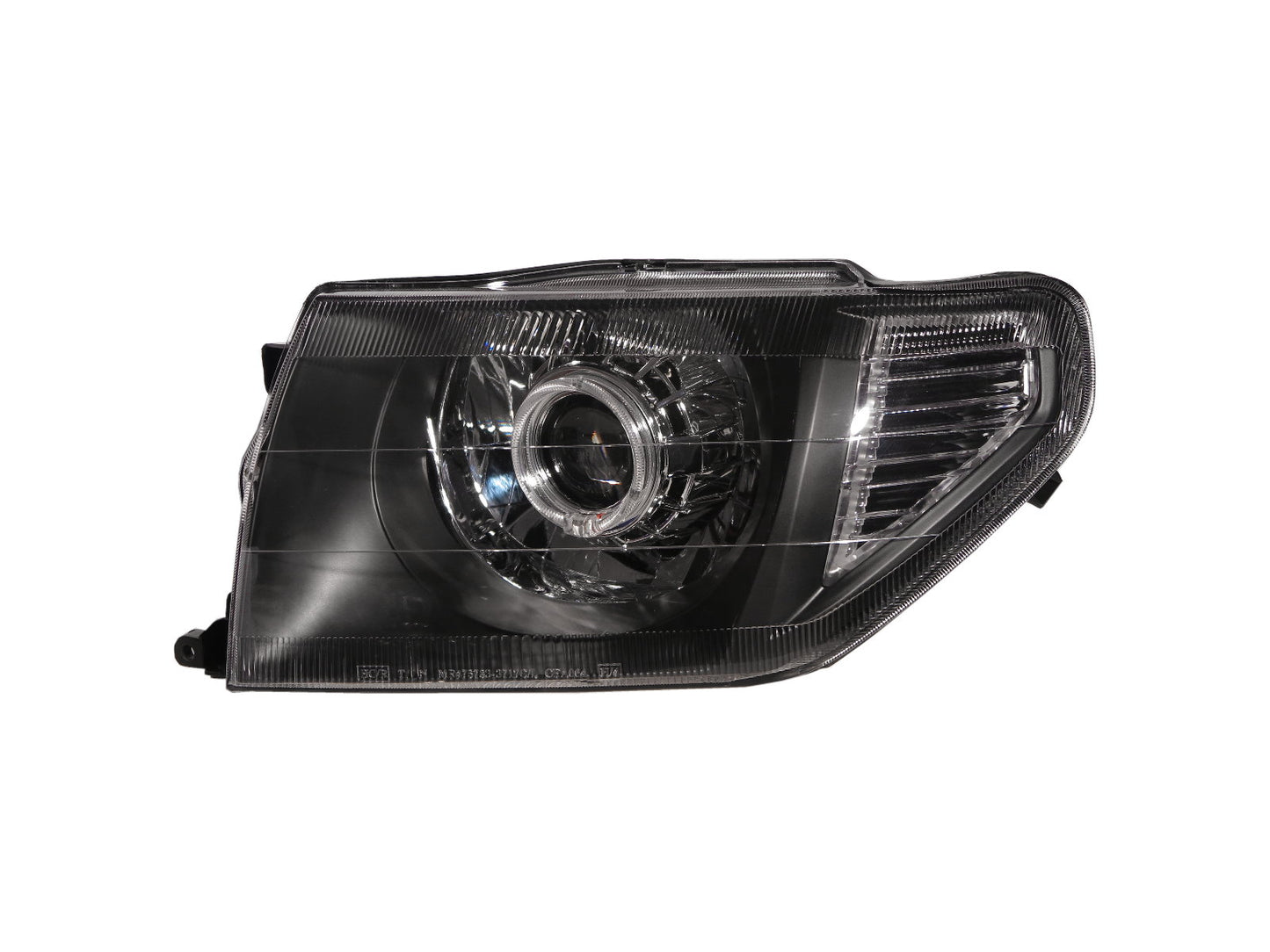 CrazyTheGod Shogun Pinin ไฟหน้าโปรเจคเตอร์ LED Angel-Eye สำหรับรถ SUV 3D/5D Guide ปี 1998-2015 สีดำ สำหรับ Mitsubishi LHD