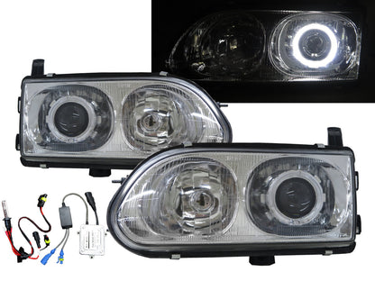 CrazyTheGod Space Gear L400 Thế hệ thứ tư 1998-2007 Minibus/VAN/Pickup 2D/4D Đèn pha LED Angel-Eye Projector HID Đèn pha mạ crôm cho Mitsubishi LHD