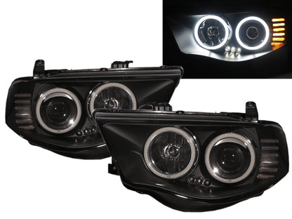 CrazyTheGod SPORTERO 2005-2014 Pickup Truck/Ute/Bakkie 2D/4D LED Halo Projector Headlight Headlamp Black for Mitsubishi LHD