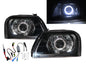 CrazyTheGod Storm ไฟหน้า LED Angel-Eye Projector HID สำหรับรถกระบะ/รถบรรทุก ปี 1996-2001 สีดำ สำหรับ Mitsubishi RHD