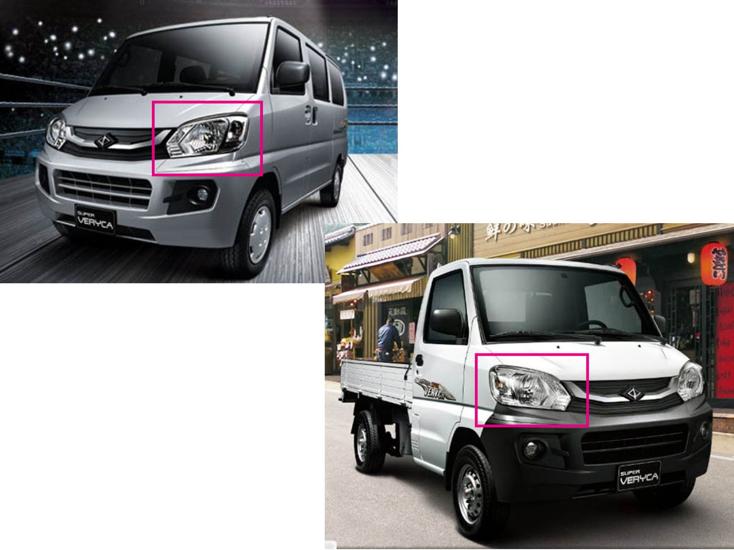 CrazyTheGod Veryca ไฟหน้ารถบรรทุก 2D/4D Guide LED Angel-Eye โครเมียม สำหรับ Mitsubishi LHD ปี 2013-ปัจจุบัน