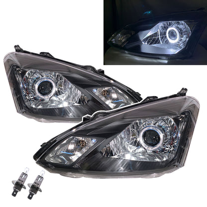 CrazyTheGod Zinger Third generation 2015-2019 MPV/Pickup 2D/5D Guide LED Angel-Eye Headlight Headlamp W/ Motor Black for Mitsubishi LHD