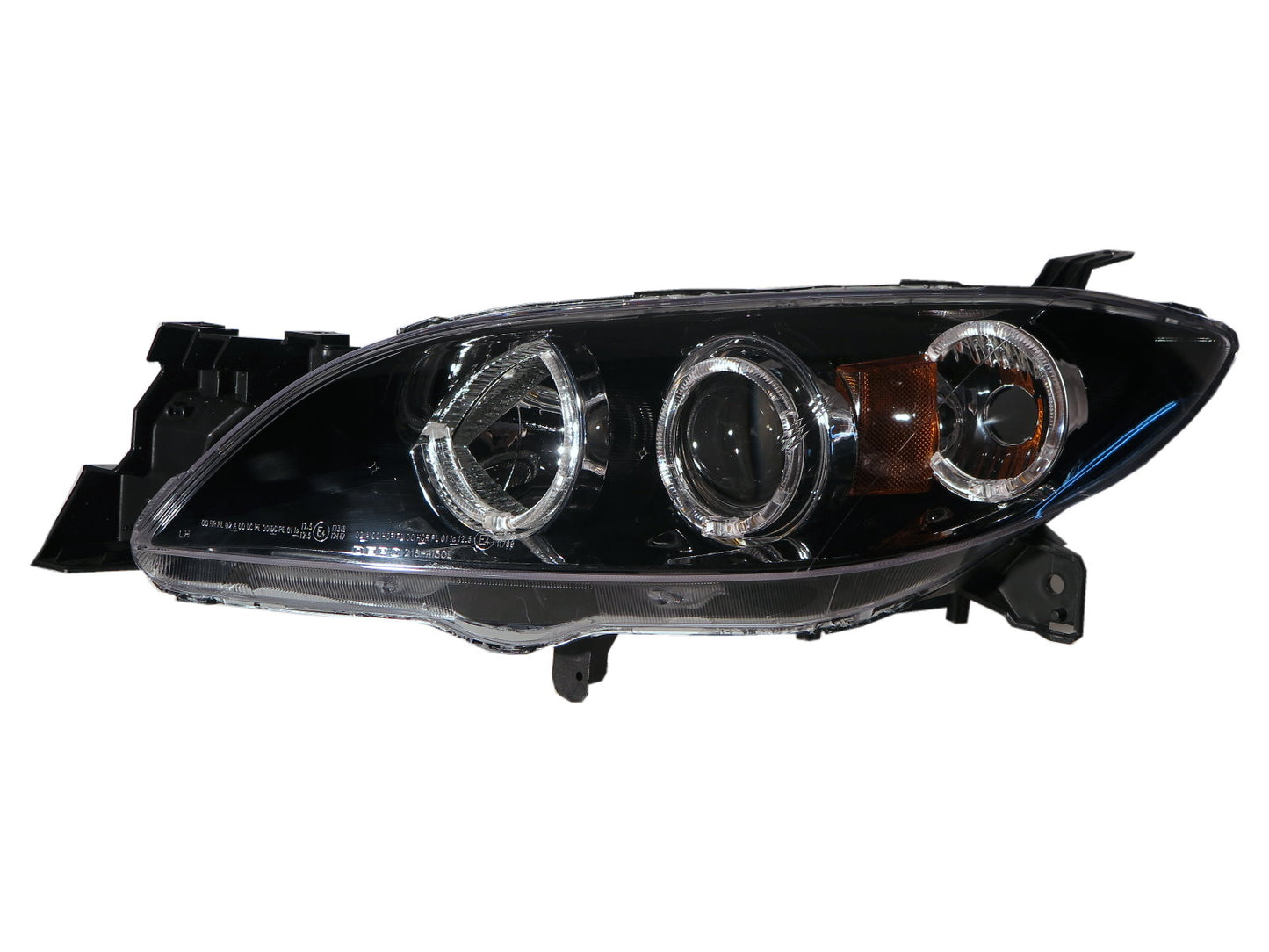 CrazyTheGod Mazda3/Axela BK First generation 2003-2009 Sedan 4D Guide LED Angel-Eye Projector Headlight Headlamp Black for MAZDA LHD