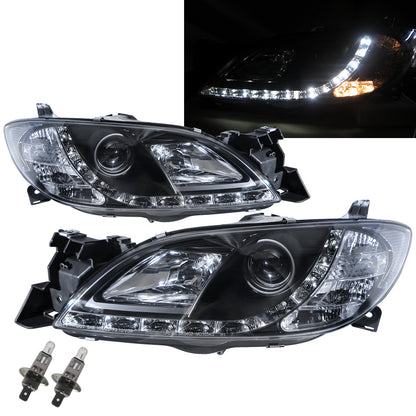 CrazyTheGod Mazda3/Axela BK First generation 2003-2008 Sedan 4D Projector LED R8Look Headlight Headlamp Black EU for MAZDA LHD