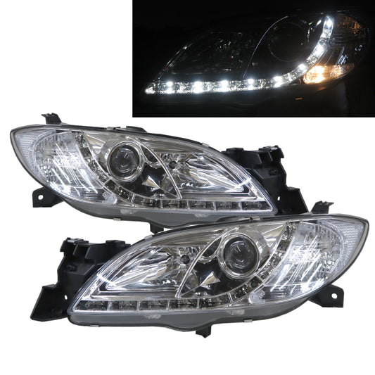 CrazyTheGod Mazda3/Axela BK First generation 2003-2009 Sedan 4D Projector LED R8Look Headlight Headlamp Chrome for MAZDA LHD