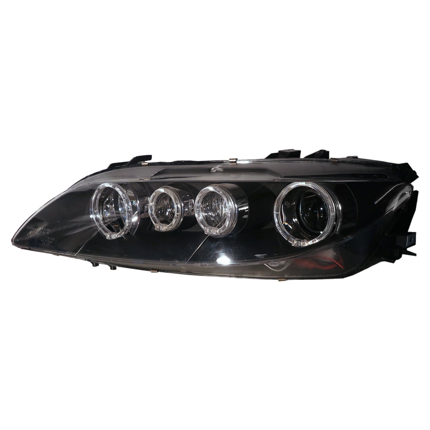 CrazyTheGod Mazda 6 GG1 ไฟหน้าแบบโปรเจคเตอร์ Angel-Eye LED 4D/5D Guide รุ่นแรกสำหรับ MAZDA RHD ปี 2002-2008 Sedan/Hatchback/Wagon สีดำ