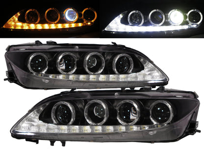 CrazyTheGod MAZDA 6 GG1 ไฟหน้า LED Angel-Eye Projector ISFLook สำหรับ MAZDA RHD รุ่นแรก ปี 2002-2008 Sedan/Hatchback/Wagon 4D/5D สีดำ