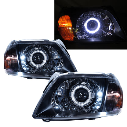 CrazyTheGod Tribute ไฟหน้าโปรเจคเตอร์ LED Angel-Eye แบบ 5D Guide รุ่นแรกสำหรับรถ SUV ปี 2001-2003 สีดำ สำหรับ MAZDA RHD