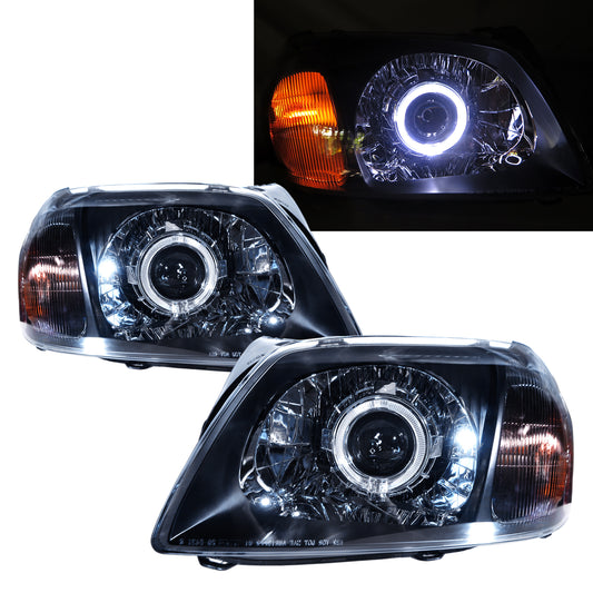 CrazyTheGod Tribute ไฟหน้าโปรเจคเตอร์ LED Angel-Eye แบบ 5D Guide รุ่นแรกสำหรับรถ SUV ปี 2001-2003 สีดำ สำหรับรถ MAZDA ฝั่งคนขับ