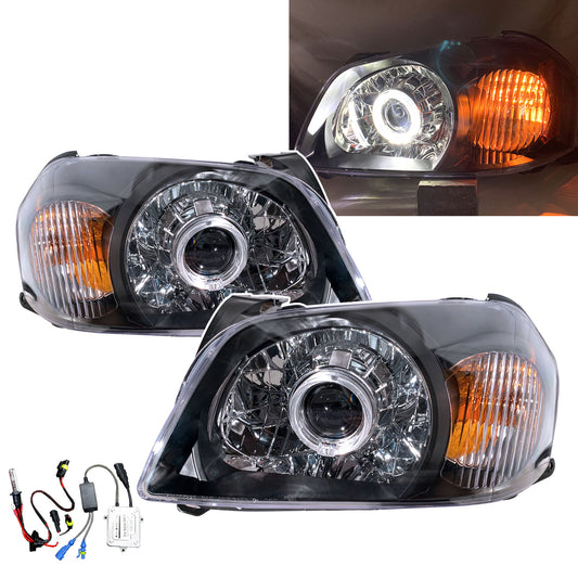 CrazyTheGod Tribute ไฟหน้าโปรเจคเตอร์ LED Angel-Eye HID รุ่นแรกสำหรับรถ SUV รุ่นปี 2005-2006 สีดำ สำหรับรถ MAZDA LHD