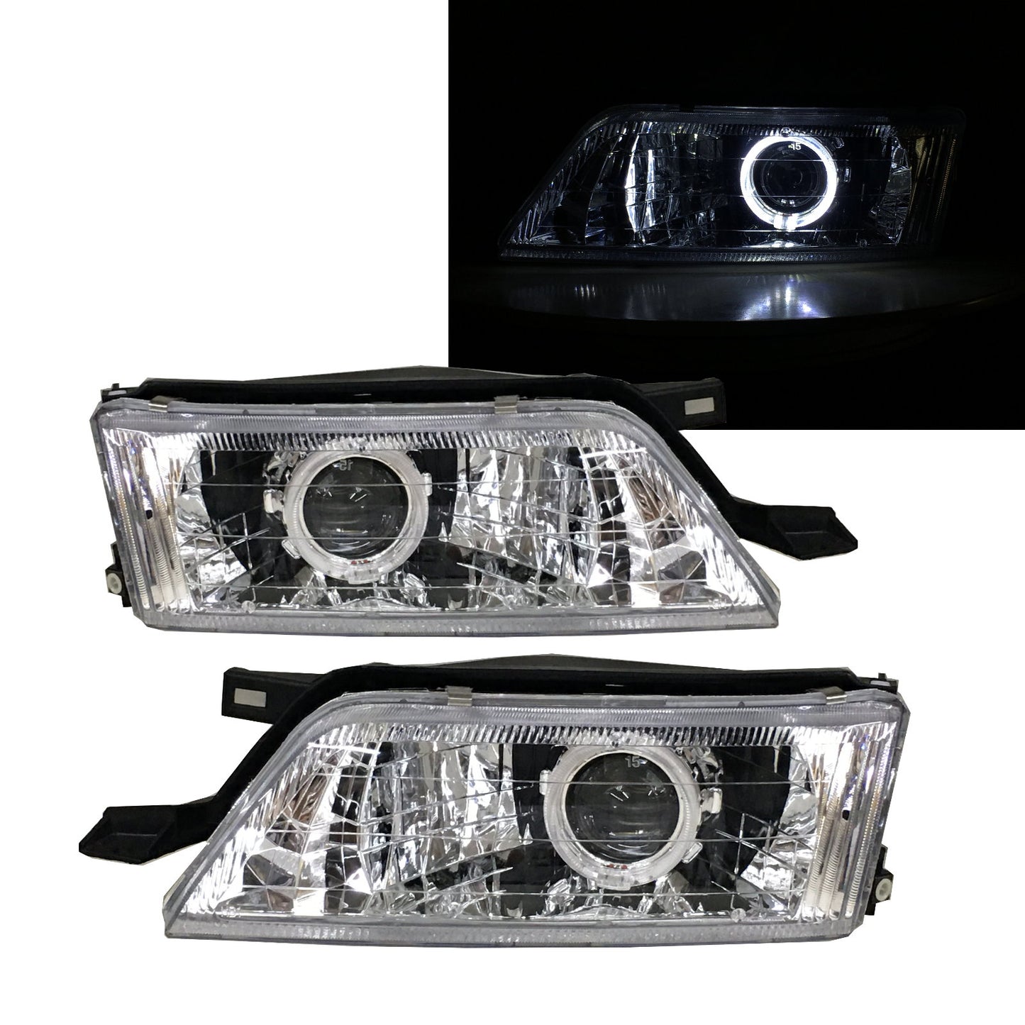 CrazyTheGod Maxima รุ่นที่สี่ ไฟหน้าแบบโปรเจคเตอร์ LED 4D Sedan ปี 1997-1999 โครเมียม US สำหรับ NISSAN LHD