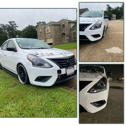 CrazyTheGod Almera N17 Third generation 2018-2019 Facelift Sedan 4D Guide LED Halo LED Bar Headlight Headlamp W/O Motor Black V2 for NISSAN RHD