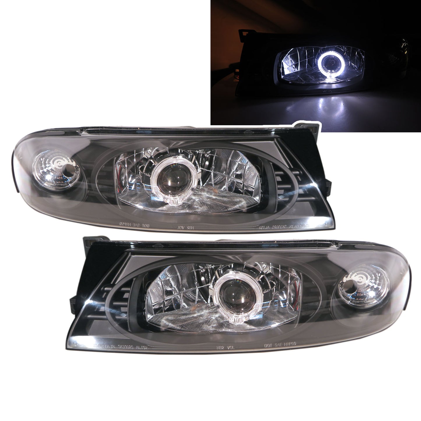 CrazyTheGod Bluebird U13 First generation 1992-1997 Sedan 4D Guide LED Angle-Eye Bi-LED Projector Headlight Headlamp Black for NISSAN LHD