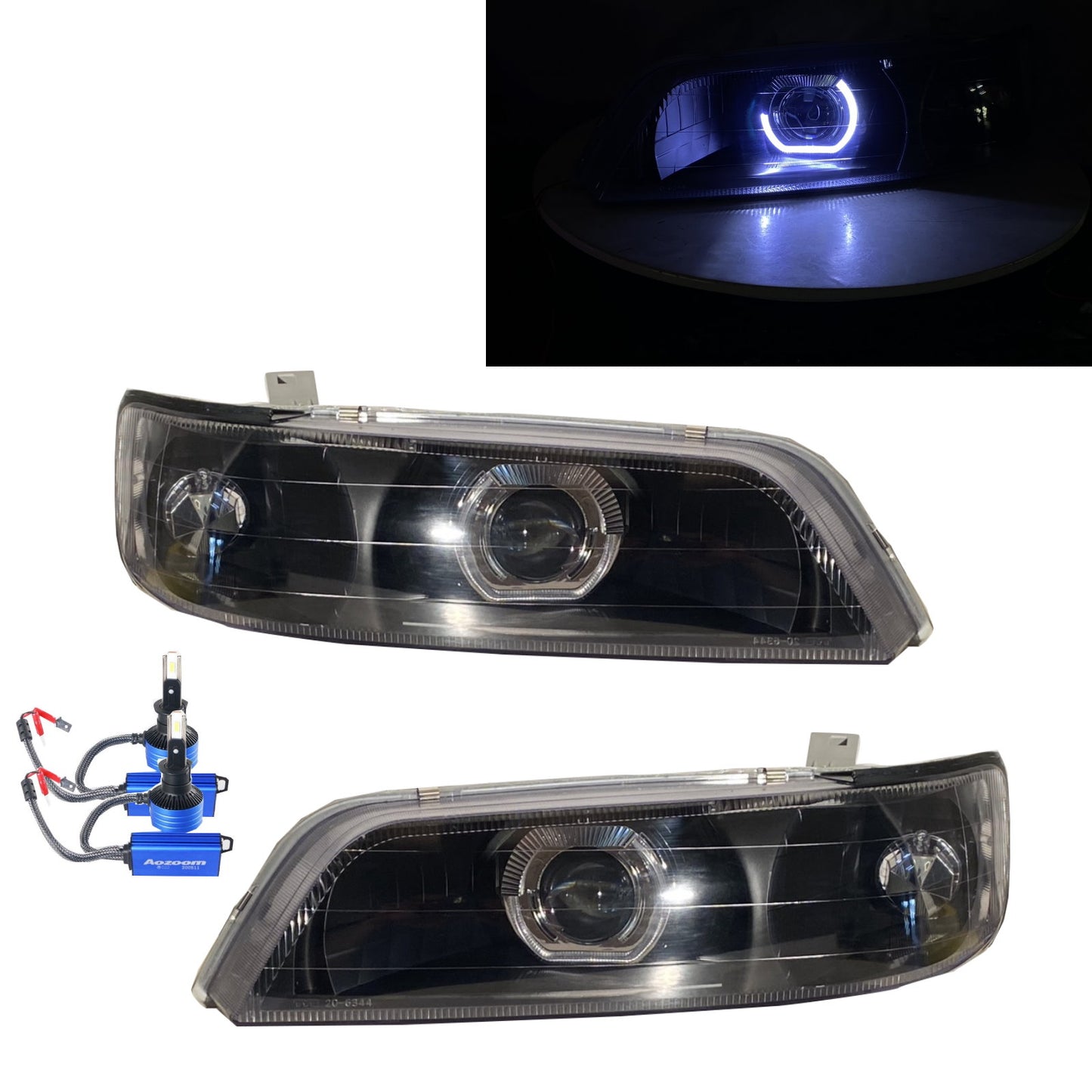 CrazyTheGod Cefiro A32 1995-1998 LED Angel-Eye Projector Headlight Headlamp Black EUROPE V3 for NISSAN LHD
