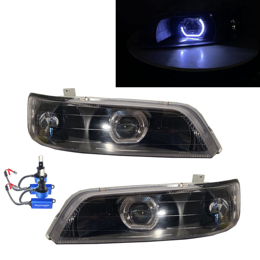 CrazyTheGod Cefiro A32 1995-1998 LED Angel-Eye Projector Headlight Headlamp Black EUROPE V3 for NISSAN RHD