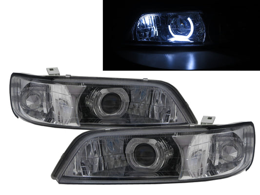 CrazyTheGod Cefiro A32 1995-1998 Sedan/Wagon 4D/5D Hướng dẫn Đèn pha Angel-Eye Projector LED Đèn pha mạ crôm US cho NISSAN LHD